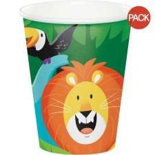 Creative Party Jungle Safari Paper Disposable Cup (Pack of 8) - Multicoloured - One Size