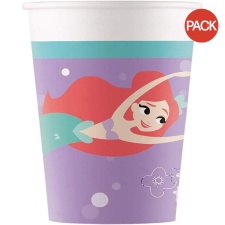 Little Mermaid Under The Sea Paper Ariel Party Cup (Pack of 8) - Purple/White - One Size