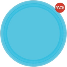 Amscan Paper Plain Dinner Plate (Pack of 8) - Caribbean Blue - One Size