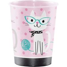 Creative Party Purrfect Plastic Party Cup - Pink/Black/White - One Size