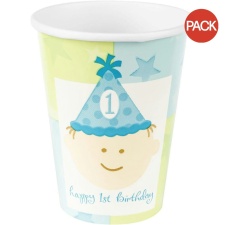 Amscan 1st Birthday Party Cup (Pack of 8) - White/Yellow/Blue - One Size