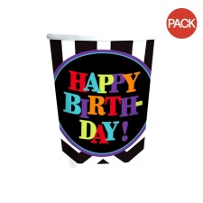 Amscan Paper Happy Birthday Party Cup (Pack of 8) - Multicoloured - One Size