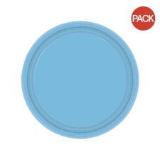 Amscan Paper Plain Party Plates (Pack of 8) - Powder Blue - One Size