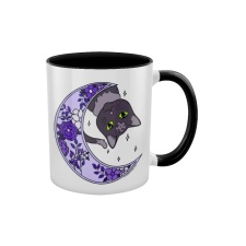 Grindstore Lunar Floral Feline Inner Two Tone Mug - White/Black - One Size