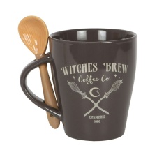 Something Different Witches Brew Coffee Co. Mug & Spoon Set - Brown/Beige - One Size