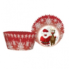 Amscan Rudolph Christmas Muffin and Cupcake Cases (Pack of 50) - Red/White - One Size