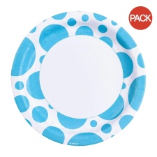 Amscan Paper Dotted Party Plates (Pack of 8) - White/Blue - One Size