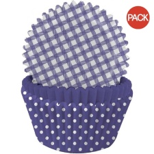 Anniversary House Polka Dot Gingham Muffin and Cupcake Cases (Pack of 75) - Amethyst - One Size