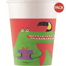 Paper Crocodile Party Cup (Pack of 8) - White/Red/Green - One Size