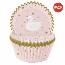 Creative Party Swan Muffin and Cupcake Cases (Pack of 75) - Pink/Gold - One Size