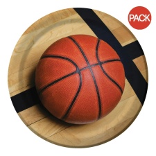 Creative Party Fanatic Paper Basketball Disposable Plates (Pack of 8) - Red/Brown - One Size