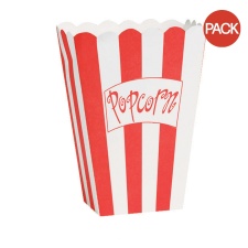 Creative Party Paper Contrast Striped Popcorn Holder (Pack of 8) - Red/White - One Size