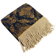 Paoletti Shiraz Traditional Jacquard Throw - Navy/Gold - 130cm x 150cm