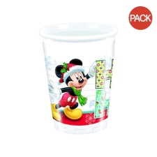 Disney Mickey Mouse Christmas 200ml Party Cup (Pack of 8) - White/Red/Black - One Size