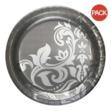 Creative Party Paper Round 25th Anniversary Party Plates (Pack of 18) - Silver - One Size