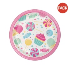 Creative Party Candy Bouquet Birthday Dessert Plate (Pack of 8) - White/Multicoloured - One Size