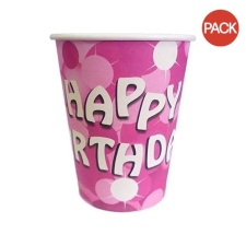 Amscan Happy Birthday Party Cup (Pack of 8) - Pink/White - One Size