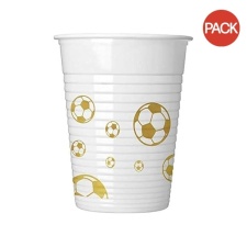 Procos Plastic Football Party Cup (Pack of 8) - Gold/White - One Size