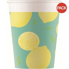 Procos Paper Lemon Party Cup (Pack of 8) - Green/Yellow/White - One Size