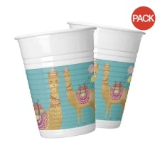 Procos Plastic Llama 200ml Party Cup (Pack of 8) - White/Brown - One Size