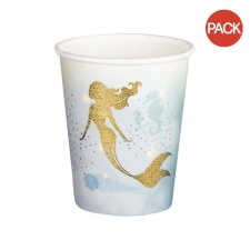 Boland Lagoon Paper Mermaid Party Cup (Pack of 6) - White/Blue/Gold - One Size