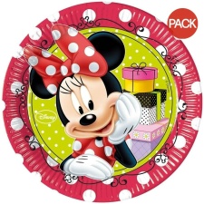 Disney Polka Dot Minnie Mouse Party Plates (Pack of 8) - Red/White/Yellow - One Size