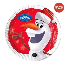 Frozen Olaf Christmas Party Plates (Pack of 8) - Red/White - One Size