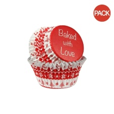 Culpitt Nordic Christmas Foil Muffin and Cupcake Cases (Pack of 24) - Red/White - One Size