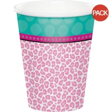 Creative Party Paper Cheetah Print Party Cup (Pack of 8) - Pink/Blue/White - One Size