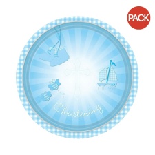 Amscan Paper Booties Christening Party Plates (Pack of 8) - Blue/White - One Size