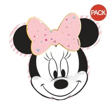 Disney Face Minnie Mouse Disposable Plates (Pack of 4) - Black/Pink/White - One Size