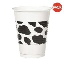 Amscan Western Plastic Cow Print Party Cup (Pack of 25) - Black/White - One Size