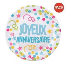 Boland Joyeux Anniversaire Party Plates (Pack of 6) - Multicoloured - One Size