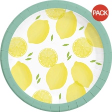 Procos Lemon Disposable Plates (Pack of 8) - Yellow/Turquoise/White - One Size