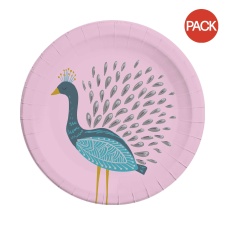 Procos Peacock Disposable Plates (Pack of 8) - Pink/Blue - One Size