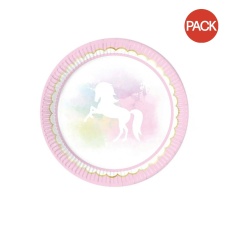 Procos Paper Unicorn Party Plates (Pack of 8) - Pink/White - One Size