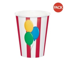 Creative Party Circus Birthday Disposable Cup (Pack of 8) - White/Red - One Size