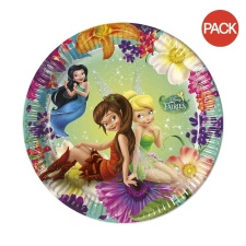 Disney Fairies Floral Party Plates (Pack of 8) - Multicoloured - One Size