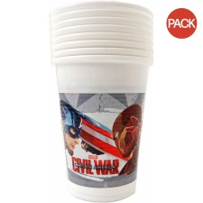 Captain America Civil War Plastic 200ml Party Cup (Pack of 8) - Red/Grey/White - One Size