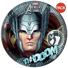 Avengers Assemble Mjolnir Thor Disposable Plates (Pack of 8) - Grey/Brown - One Size