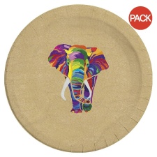 Procos Paper Elephant Party Plates (Pack of 8) - Brown/Multicoloured - One Size