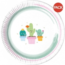 Procos Paper Cactus Disposable Plates (Pack of 8) - White/Pink - One Size