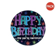 The Party Continues Prismatic Happy Birthday Disposable Plates (Pack of 8) - Multicoloured - One Size