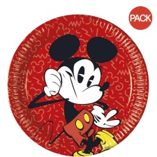 Disney Paper Mickey Mouse Party Plates (Pack of 8) - Brown/White/Black - One Size