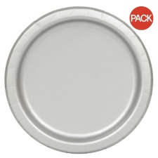 Unique Party Round Dessert Plate (Pack of 20) - Silver - One Size