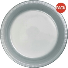 Creative Party Plastic Round Party Plates (Pack of 20) - Silver - One Size