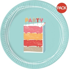 Procos Birthday Cake Party Plates (Pack of 8) - Pastel - One Size