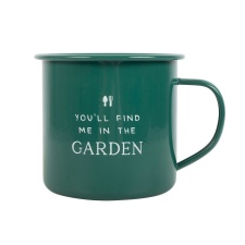 Something Different You´ll Find Me In The Garden Enamel Mug - Green/White - One Size