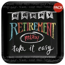 Creative Party Chalk Sketch Retirement Party Plates (Pack of 8) - Multicoloured - One Size