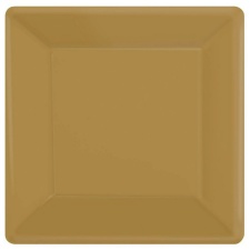 Amscan Paper Square Party Plates (Pack of 20) - Gold - One Size